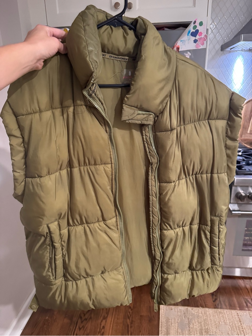 FP Movement by Free People Olive Quilted Sleeveless Puffer Vest